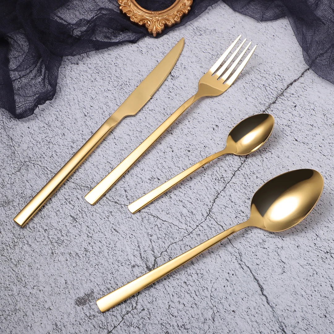 

Cutlery Set Gold Spoon Fork Knife Stainless Steel Cutlery Set Gold Dinnerware Set Spoon Cutlery Complete Flatware