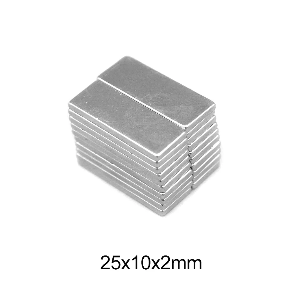 5~100PCS 25X10X2 block Strong Sheet Rare Earth Magnet 25x10x2mm Rectangular Neodymium Magnets Thickness 2 Magnetic 25*10*2 mm