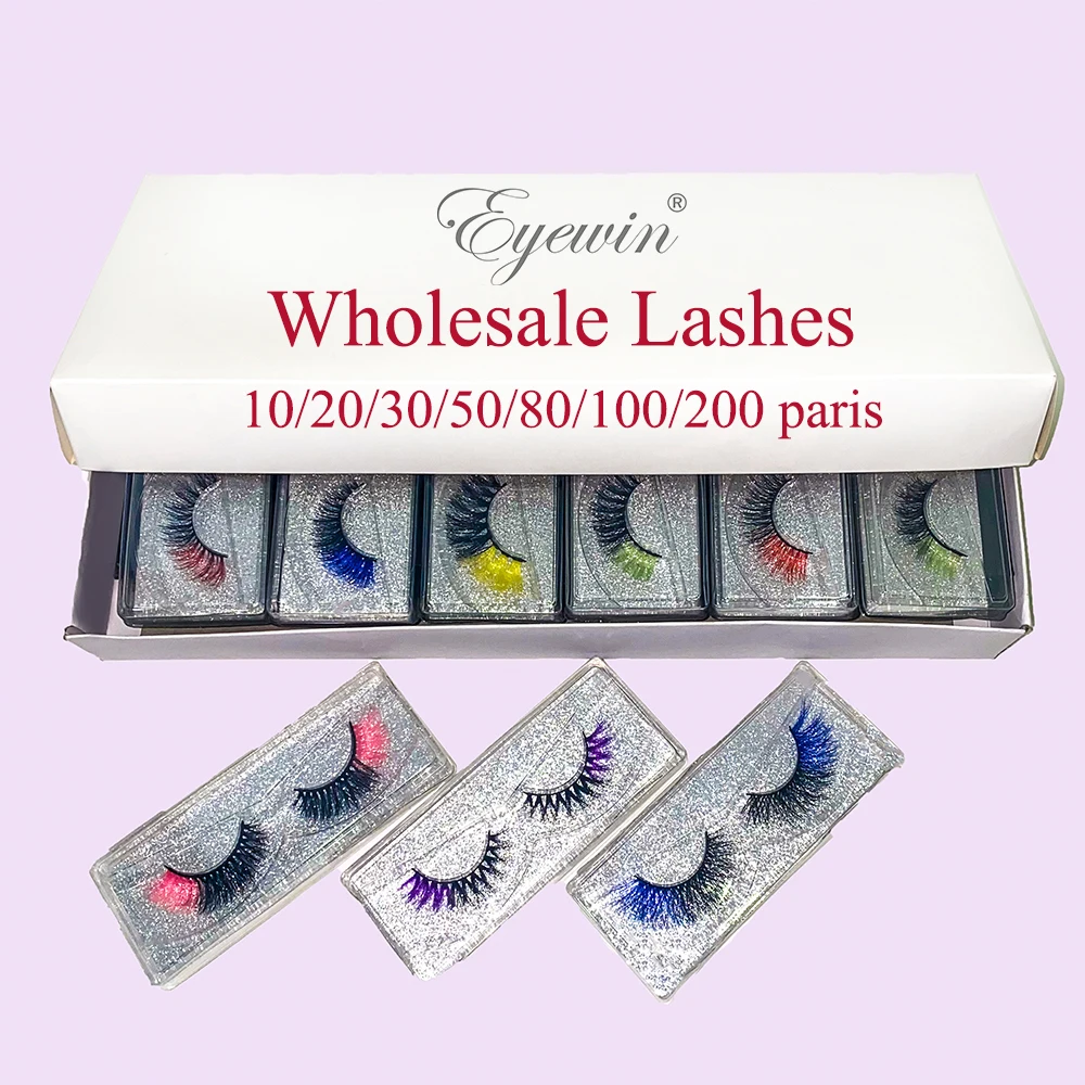 Eyewin 10/20/30/50/80/100/200 Pairs Color Eyelashes Wholesale 3D Mink False Eyelash Multi Colored Fake Lashes for Party Makeup