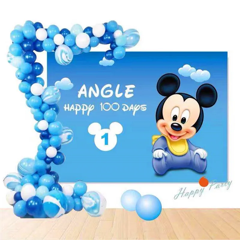 Disney Mickey Mouse Photography Backdrop Mickey 1st Birthday Background Kids Boys Blue Decoration for Baby Shower Party Supplies