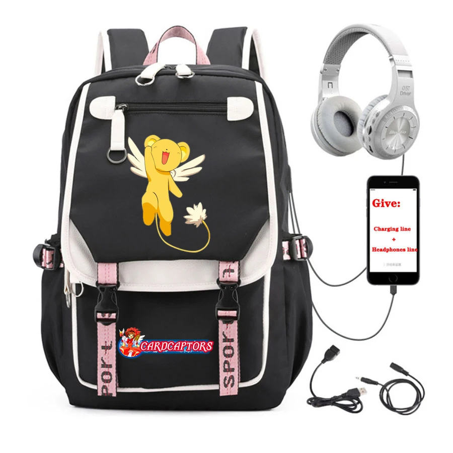 anime Cardcaptor Sakura backpack Women men Travel Backpack student School book Bag USB Charging teenagers Laptop packsack