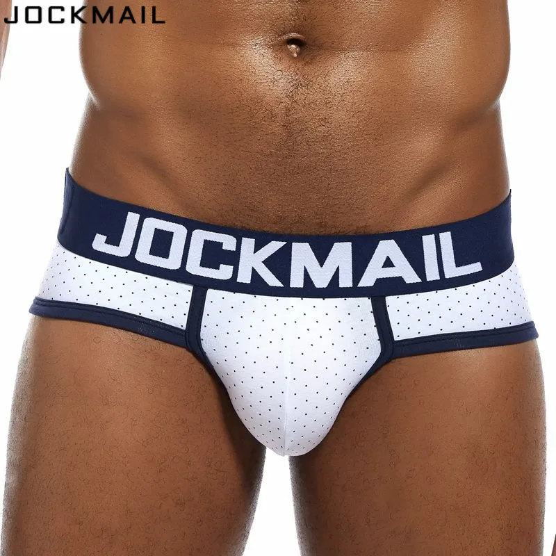 JOCKMAIL marka erkek iç çamaşırı külot pamuk nokta baskı eşcinsel Penis kılıfı calzoncillos hombre kayma eşcinsel pijama erkek külot şort