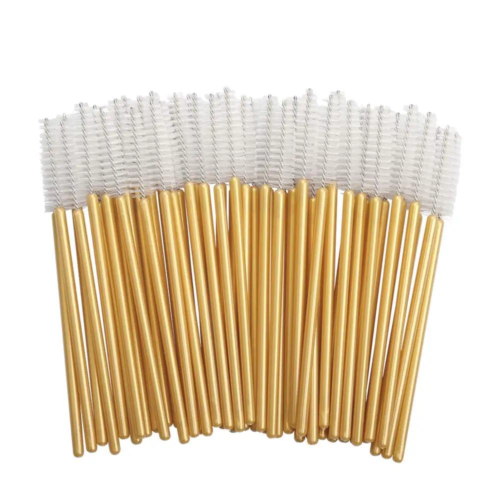 300pcs Makeup Brushes Mascara Wands Disposable Eye Lash Applicators for Eyelash Extensions Cosmetic Brush Tools with Gold/White