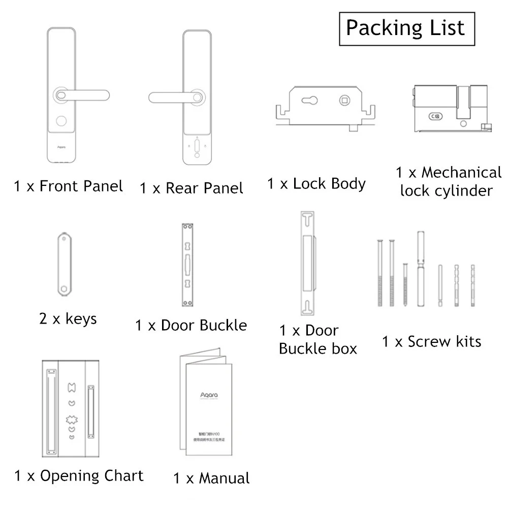 Imagem -06 - Aqara-fingerprint Smart Door Lock N100 N200 Fechamento de Impressão Digital Senha Bluetooth Desbloqueio Nfc Trabalho em Casa Inteligente com Mihome Apple Homekit