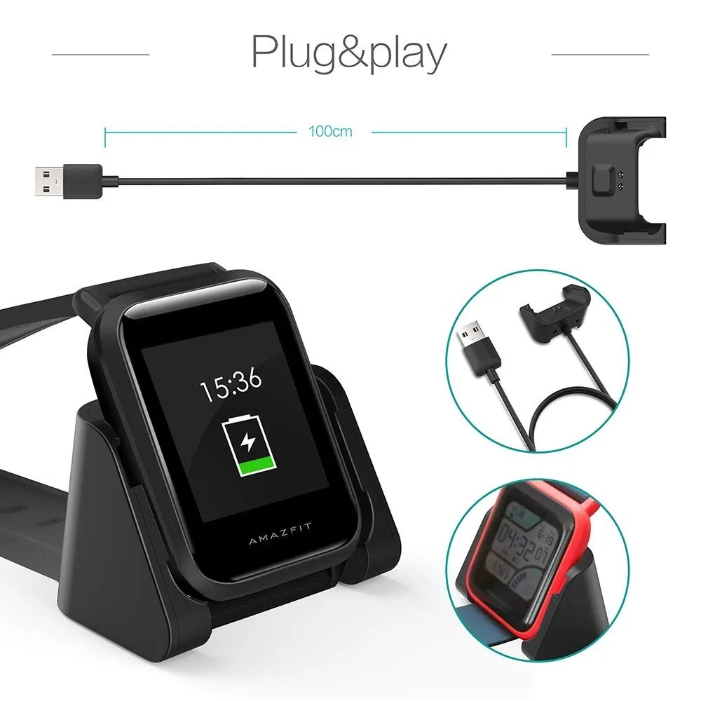 Cargador de repuesto para reloj inteligente, base de carga con Cable USB para Huami Amazfit Bip A1608, A1915
