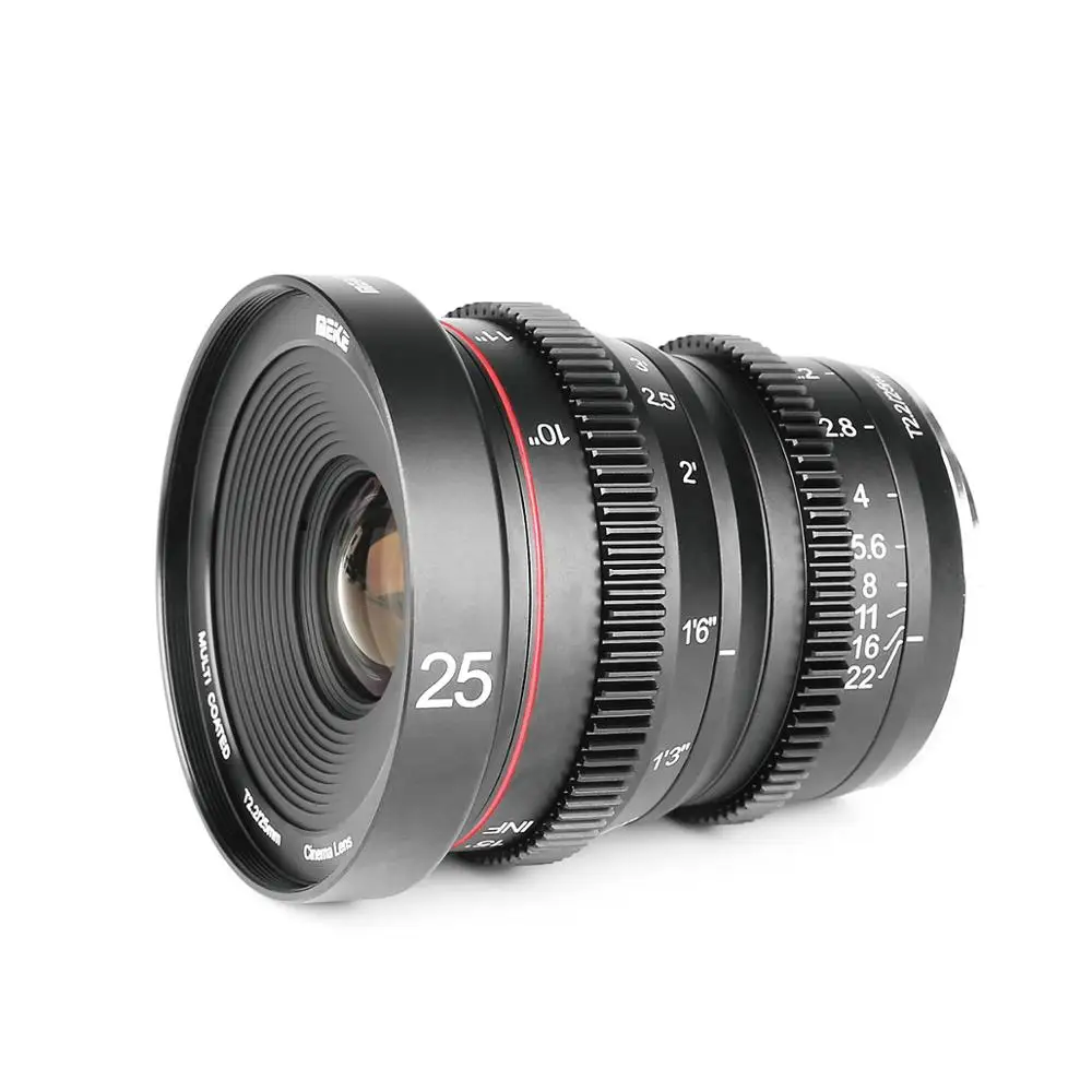 

Meike 25 мм T2.2 Большая диафрагма ручной фокус Prime Cine Lens для Olympus Panasonic M43 /Fujifilm X / Sony E/Canon RF cameras