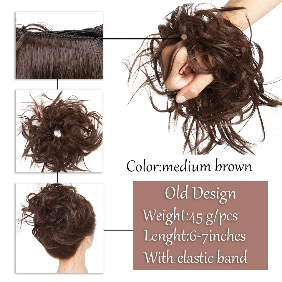 Hairro Synthetische Chignon Rommelig Scrunchies Elastische Band Haar Broodje Straight Opgestoken Haarstukje Hoge Temperture Fiber Natuurlijke Nep Haar