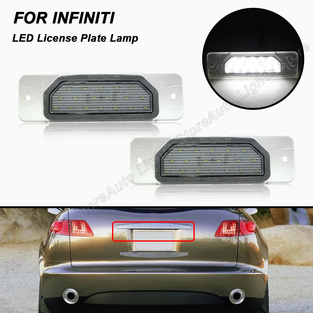 

2Pcs LED License Plate Light Number Plate Lamp For Infiniti FX35/45 2003 2004 2005 2006 2007 2008 Q45 I30/I35 1999-2004 M37/M56