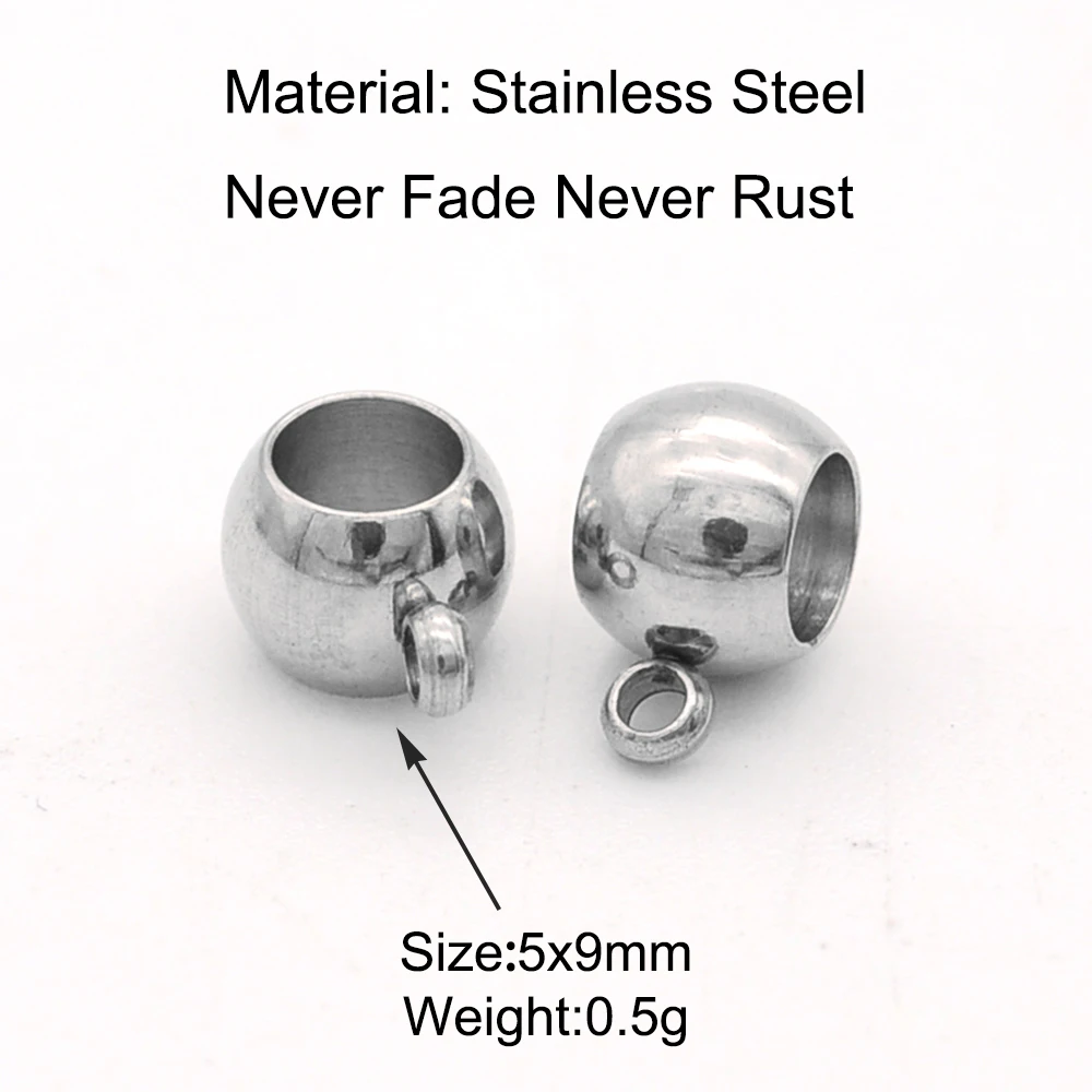 10pcs/lot 5x9mm 316 Stainless Steel DIY Round Bail Beads Spacer Wholesale Top Quality Factory Price Never Fade Connector Charm