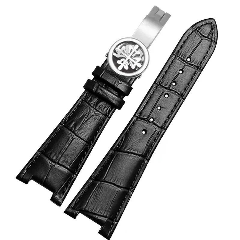 25X18mm watch buckle Leather Watch Strap Band Black Brown Blue Fits For P-atek Philippe Nautilus  5712G man Bracelet Notch 12mm