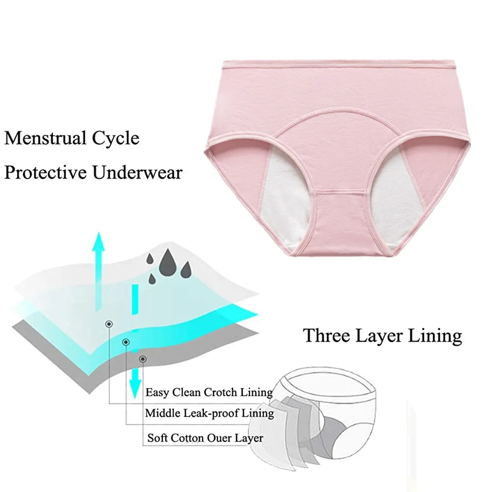 Menstrual Period Panties Women Cotton Plus Size Leakproof Period Underpants Breathable Female Waterproof Menstruation High Waist