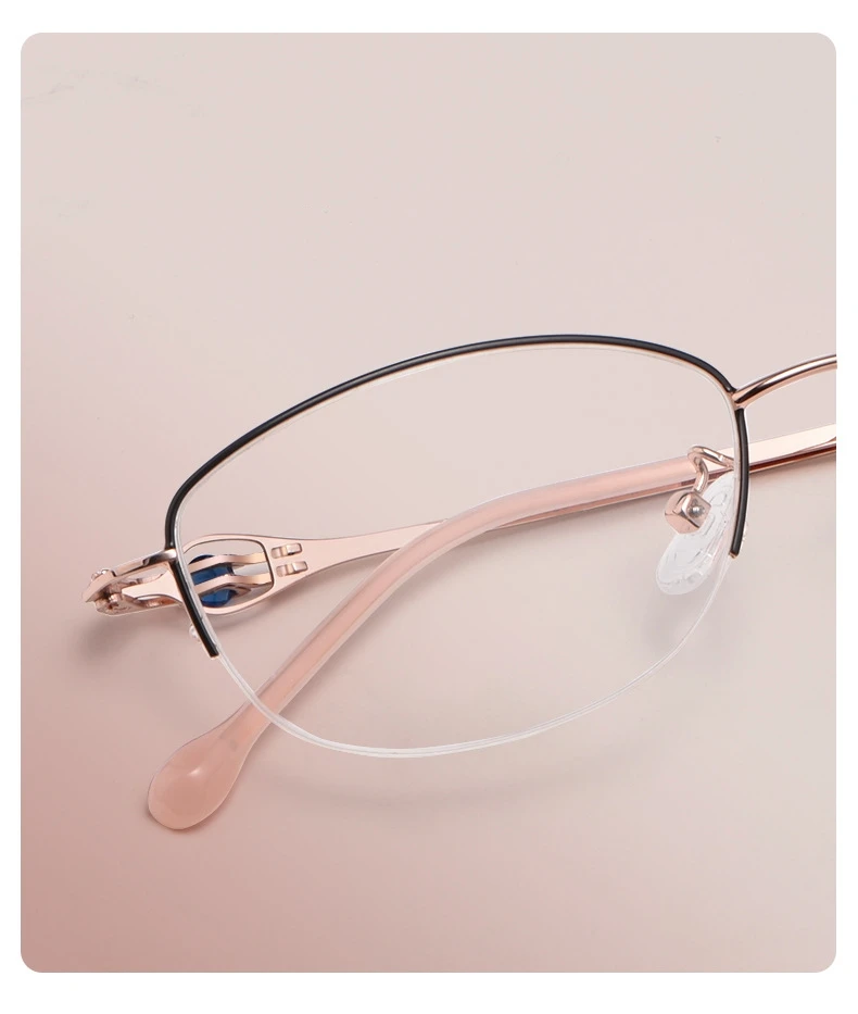 YIMARUILI Mode Ultra Licht Legierung Halb Rahmen Gläser Myopie Und Hyperopie Optische Brillen Rahmen Frauen 8020Z – Detail 3