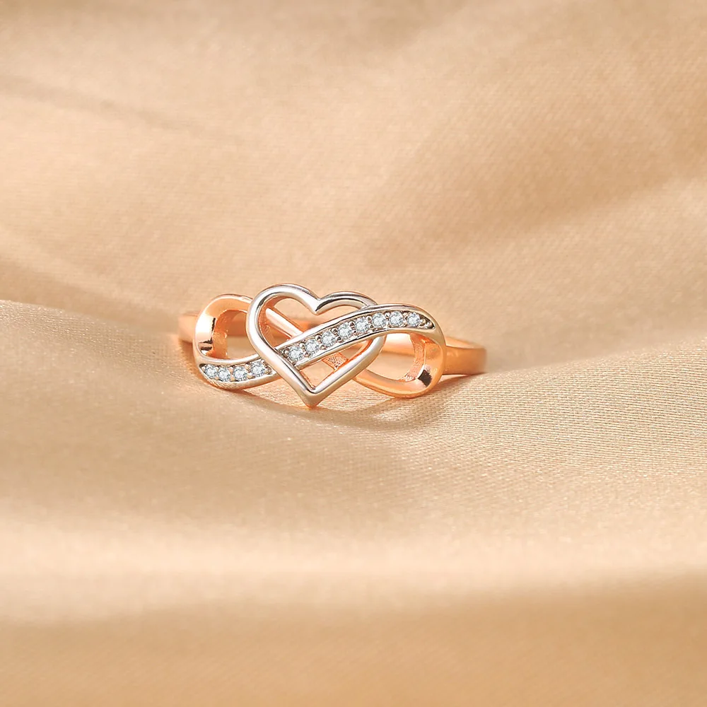 Afbeelding 5: Paar Infinity Liefde Ringen Voor Vrouwen Dames Sieraden Dubbele Kleur Dainty Wedding Engagement Gift Ringen Sieraden DZR029