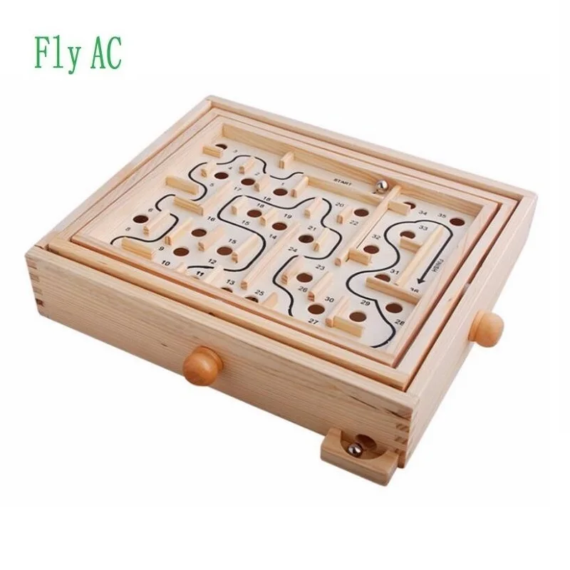 Fly AC Labyrinth Wooden Rolling ball Toy Maze Game education toys for children Birthday Gift