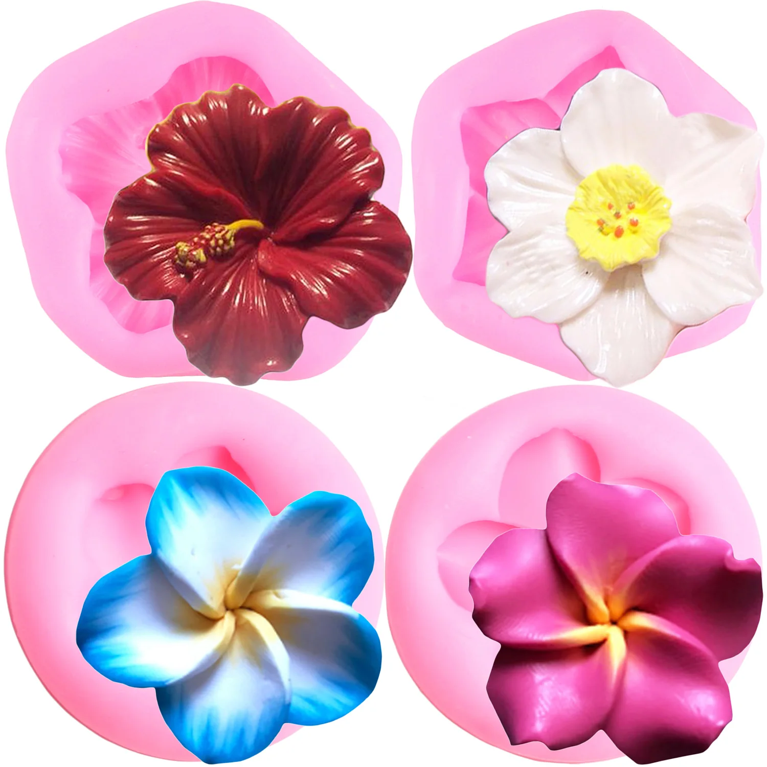 Plumeria Flower Silicone Molds Rose Flower Fondant Mould DIY Party Cake Decorating Tools  Clay Candy Chocolate Moulds