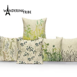 Juste de coussin à fleurs tropicales, taies d'oreiller décoratives pour la maison, paysage floral, décor scénique, lit