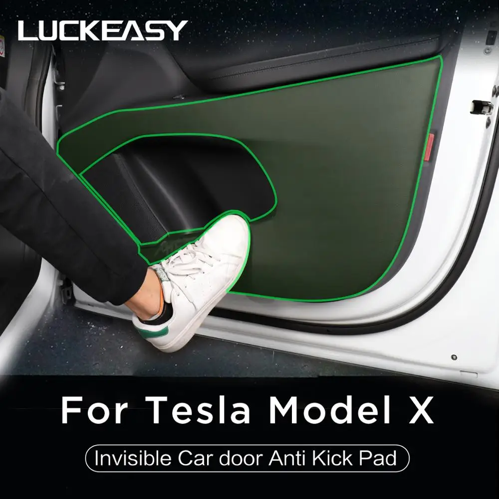 LUCKEASY For Tesla Model X 2017-2021 Hide Anti Kick Pad Protection Side Edge Film Protector Stickers