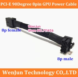 black sleeved 90degree elbow PCIE 6pin PCI-E 8pin Male to 8 pin female PCIE GPU Video Card power extension cable L shape CPU 8p