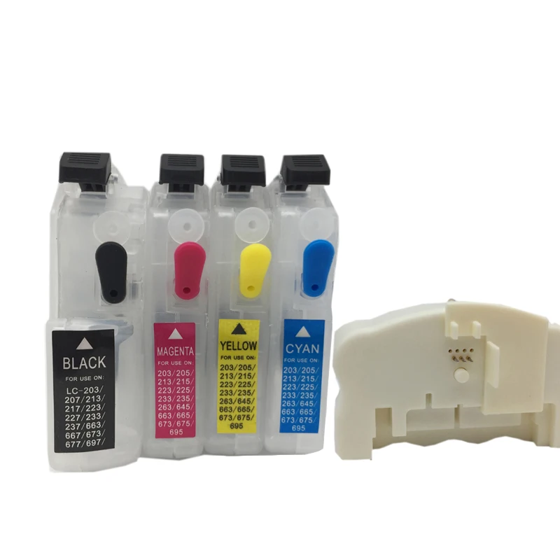 einkshop QE-665 Chip Resetter + Refillable Ink Cartridge for brother LC203 LC205 LC207 LC211 LC213 LC215 LC217 LC223 LC225 LC227