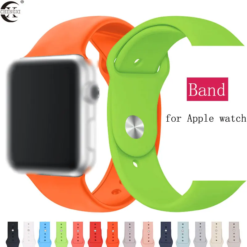 Soft silicone for Apple Watch band 38mm 42mm iWatch 4 3 2 1 44mm 40mm Strap Sport Silicone Belt Bracelet Apple watch Accessories