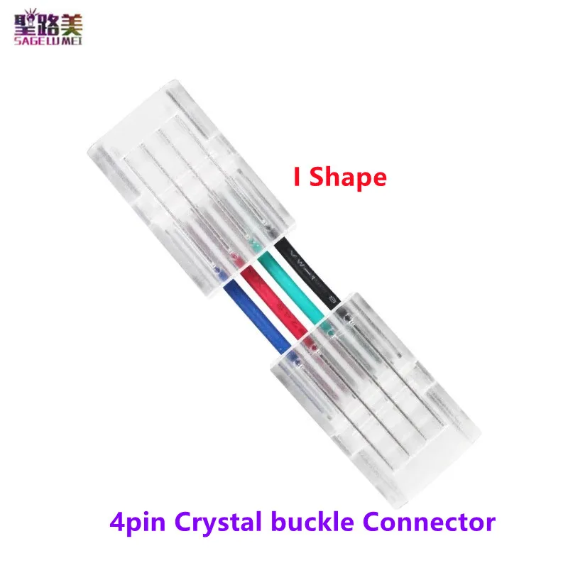 10pc 8/10mm 2pin/4pin Crystal Buckle Right Angle Transfer Conector 4pin I/L Shape Led Connector for IP65 5050RGB Led Strip Light