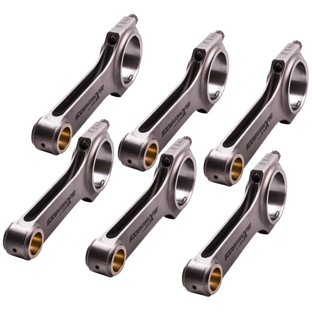 6pcs Connecting Rod Rods for BMW M50 M52 B25 TU 24V Conrod Bielle Pleuel ARP2000 Bolt Shot Peened TUV Screws Floating Pin