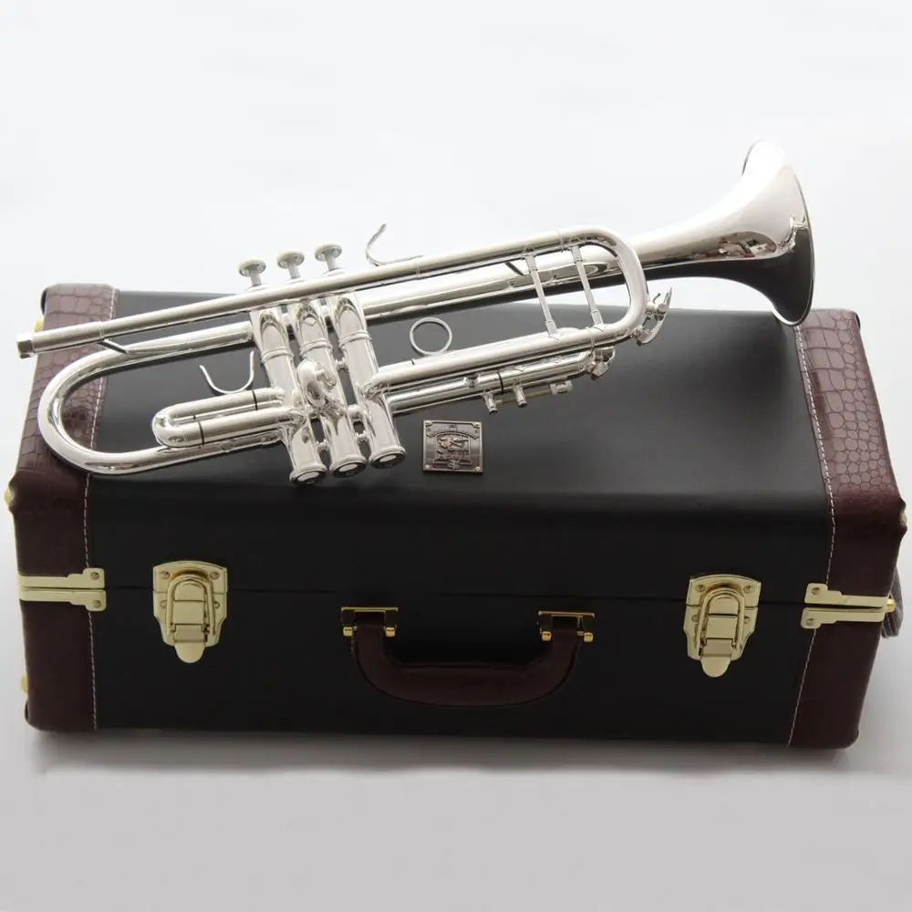 

New Music Fancier Club Bb Trumpet LT190S-37 Silver Plated Music Instruments Profesional Trumpets 190S-37 With Case Mouthpiece