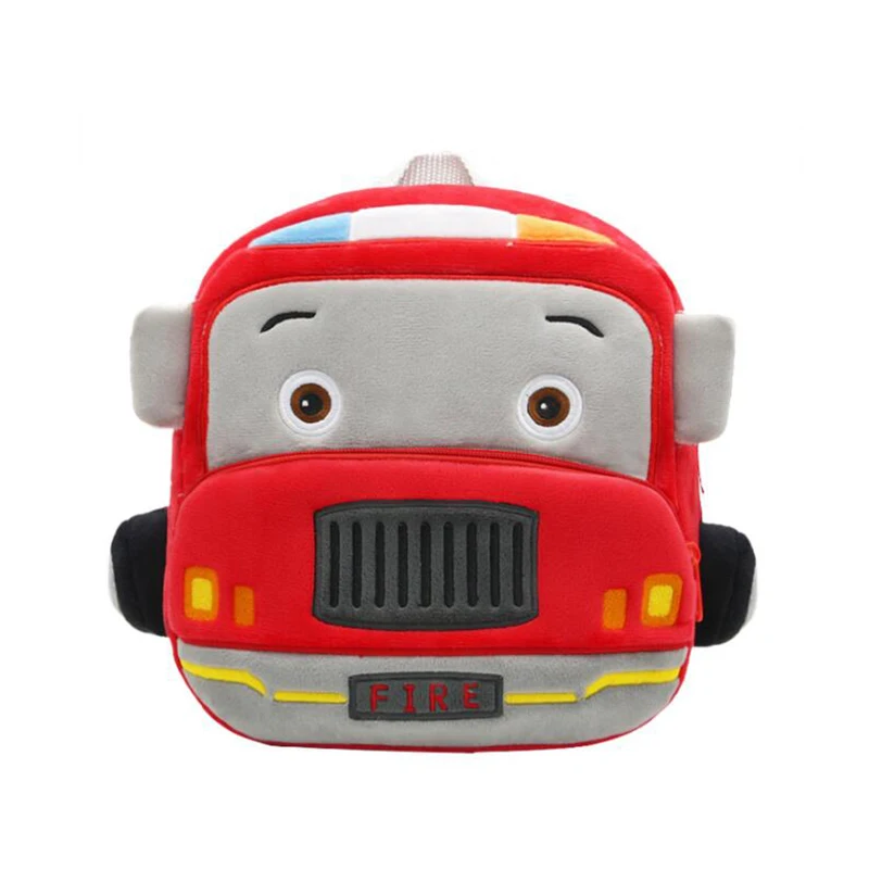 Hot 3D Cartoon Fire Truck Plush Children Backpacks Kindergarten Schoolbag Kids Childrens\' Car School Bags Girls Boys Backpacks