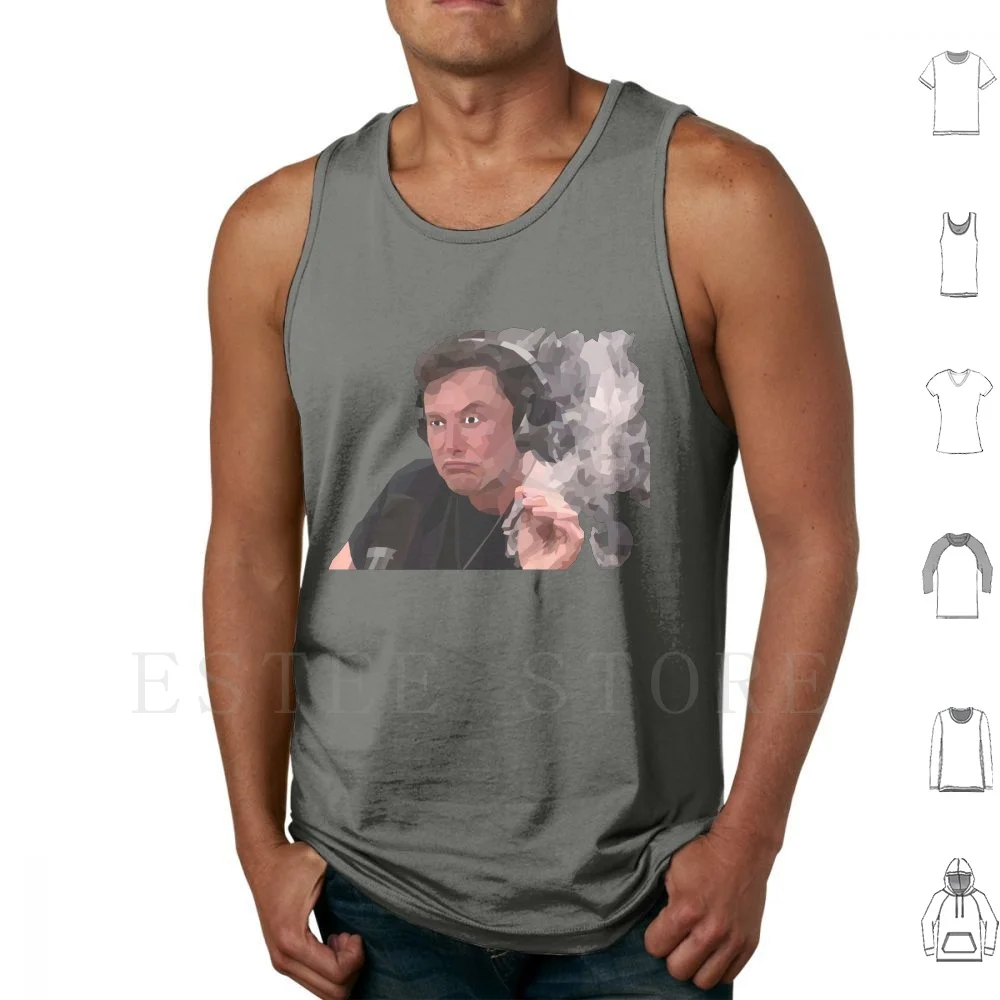 Elon Musk Smoking Tank Tops Vest Cotton Elon Musk Smoking Weed Pot Joe Rogan