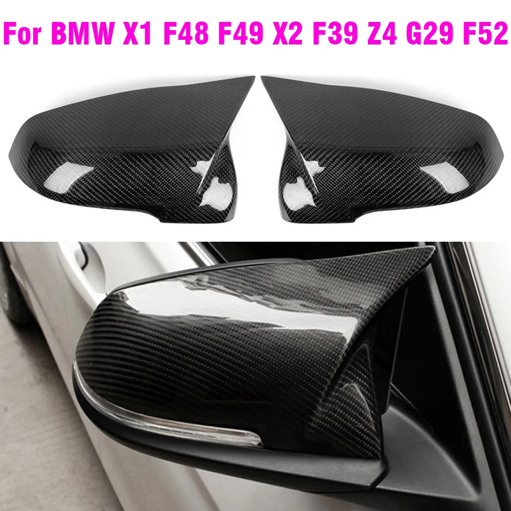 

Carbon Fiber Color Gloss Black Mirror Cover For BMW X1 F48 X2 F39 F44 F49 F52 G29 2 Series Touring Side RearView Mirror