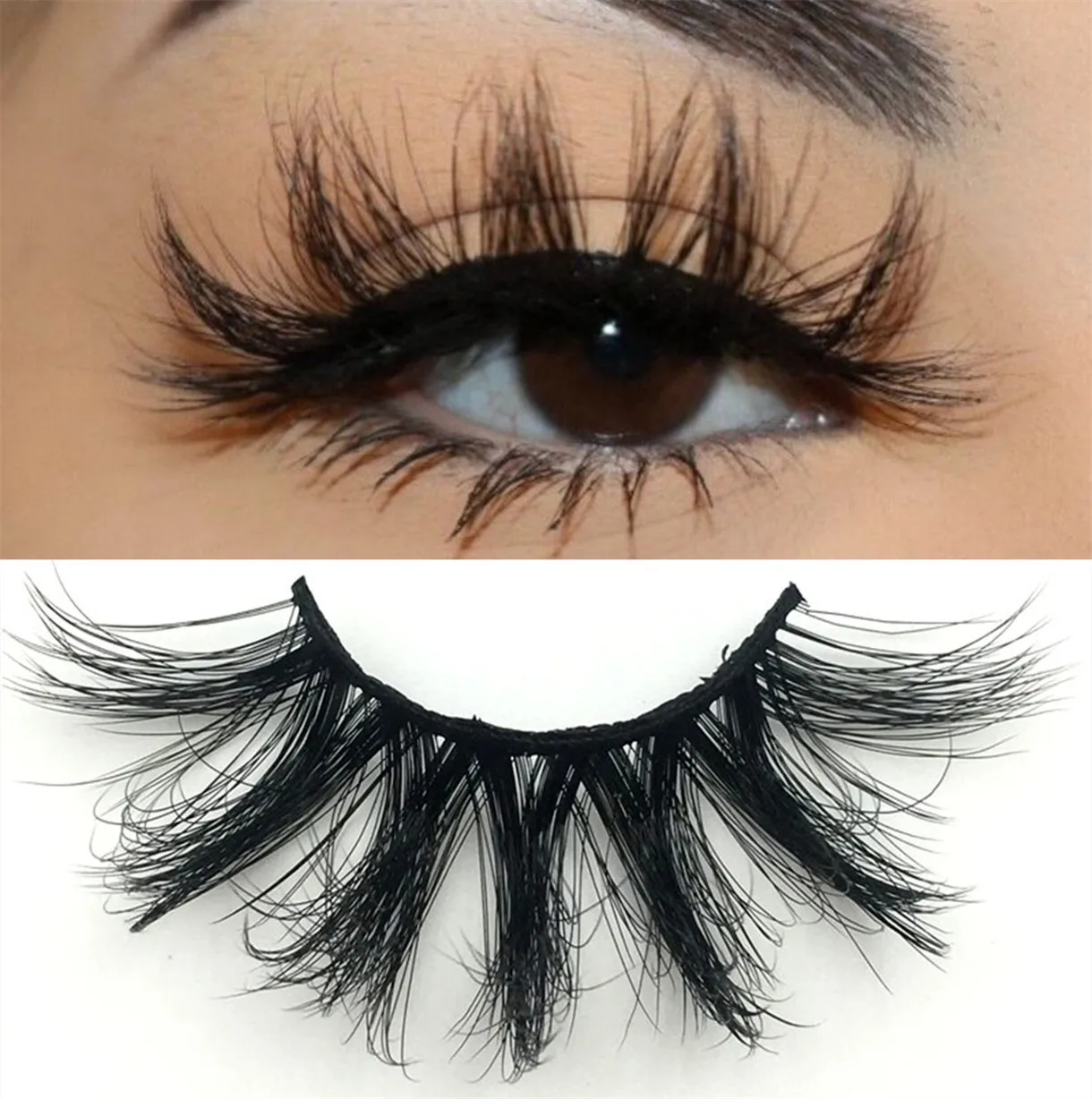 7 pairs of 25mm mink eyelashes in bulk, Russian fluffy natural false eyelashes, 8 pairs of 3D natural false eyelashes in bulk