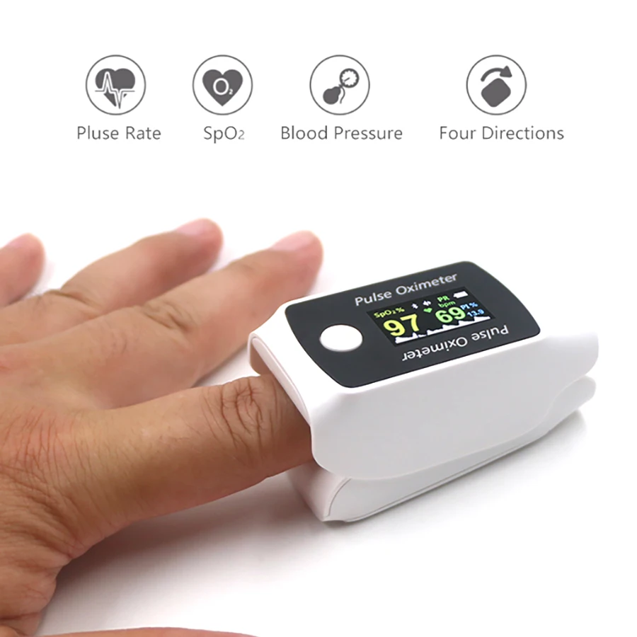 Digital Fingertip Pulse Oximeter & Blood Pressure Monitor 2 in 1 with Bluetooth Household Fingertip OximetroPressure Meter OLED