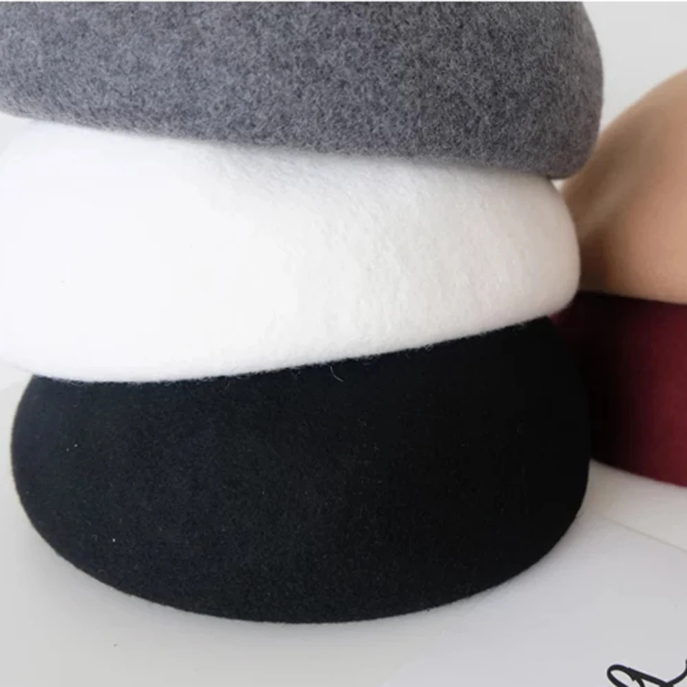 Lady spring Winter 100%Wool Berets Hat Painter style hat Women Vintage Berets Solid Color Caps Female Bonnet Warm Walking Cap