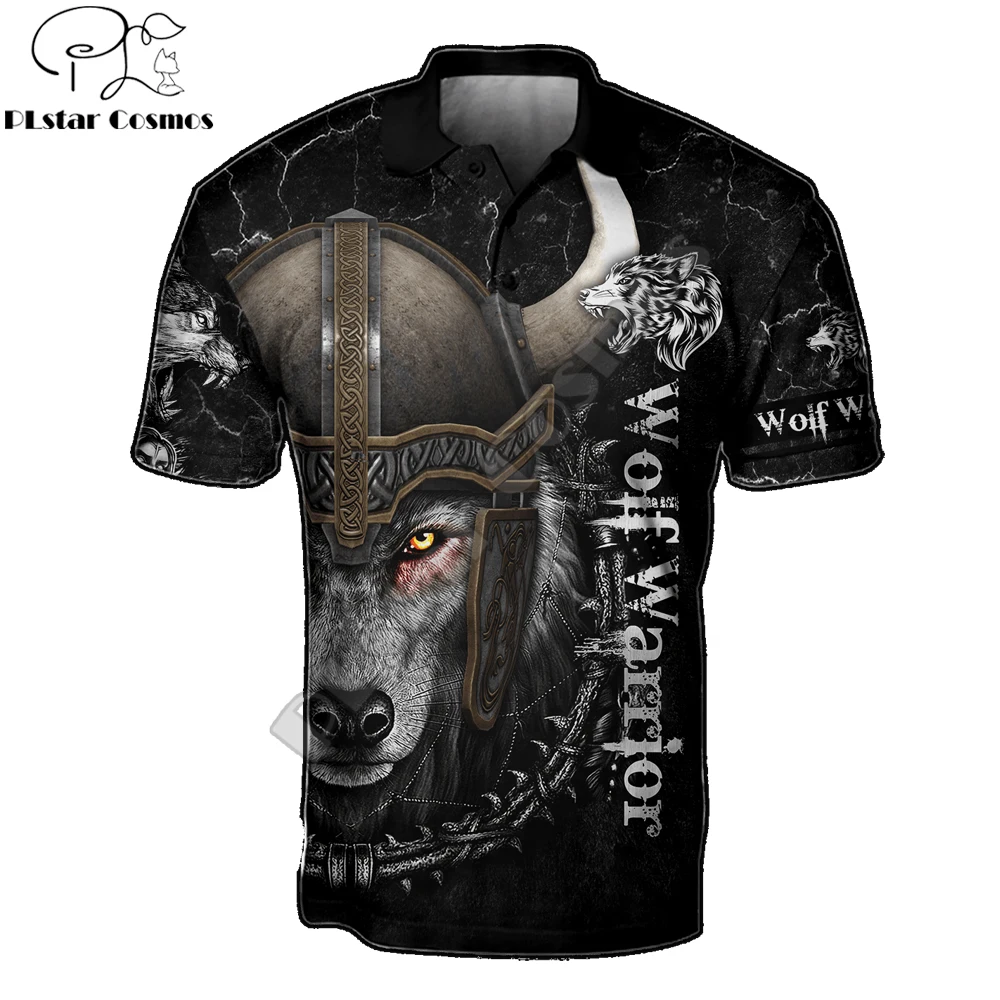 

Fenrir Wolf And Moon Tattoo 3D Printed Mens Polo Shirt Summer Short Sleeve t-shirt Streetwear Casual Fashion Men tops POL-11