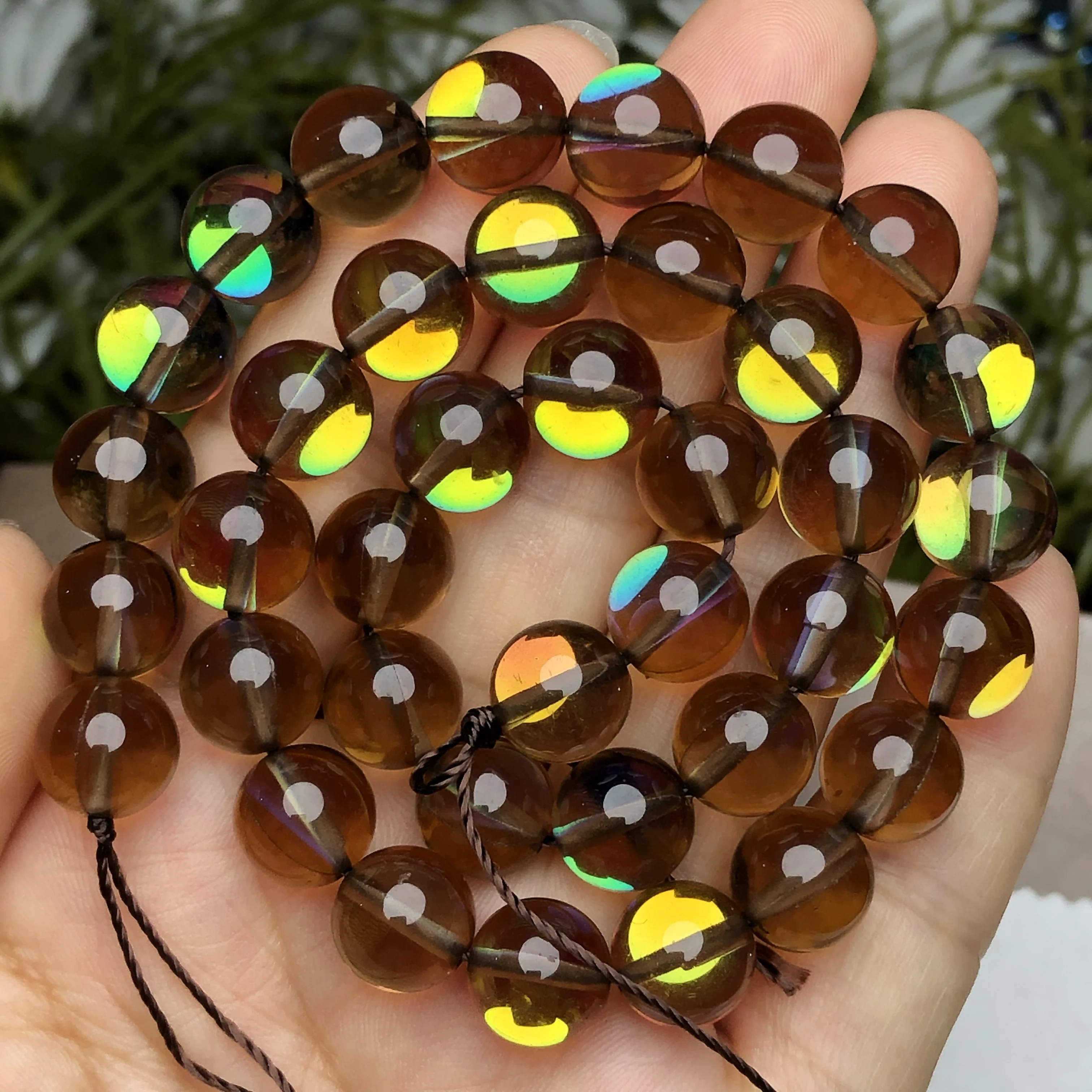 Natural Stone Dark Brown Austrian Glitter Crystal Beads Round Flash Moonstone Beads For Jewelry Making Diy Bracelet 6 8 10 12mm