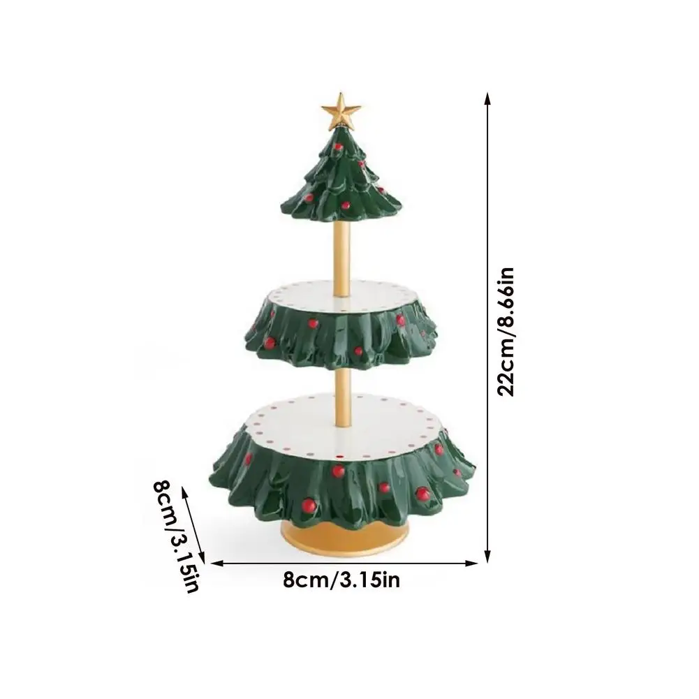 2Tier Christmas Tree Dessert Table Fruit Plate Double Layer Cake Stand Holiday Party Candy Plate Tray Xmas Snack Rack Holder