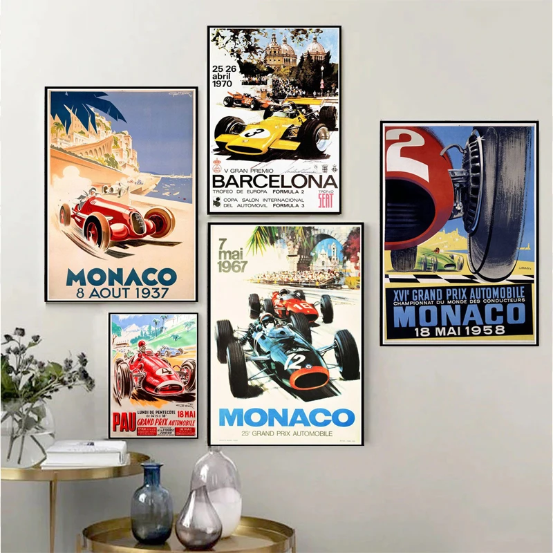 

Wall Art Canvas Poster for Home Decoration Retro Poste, Super Motor Car Picture Print Painting Living Room Bedroom Interior Arts