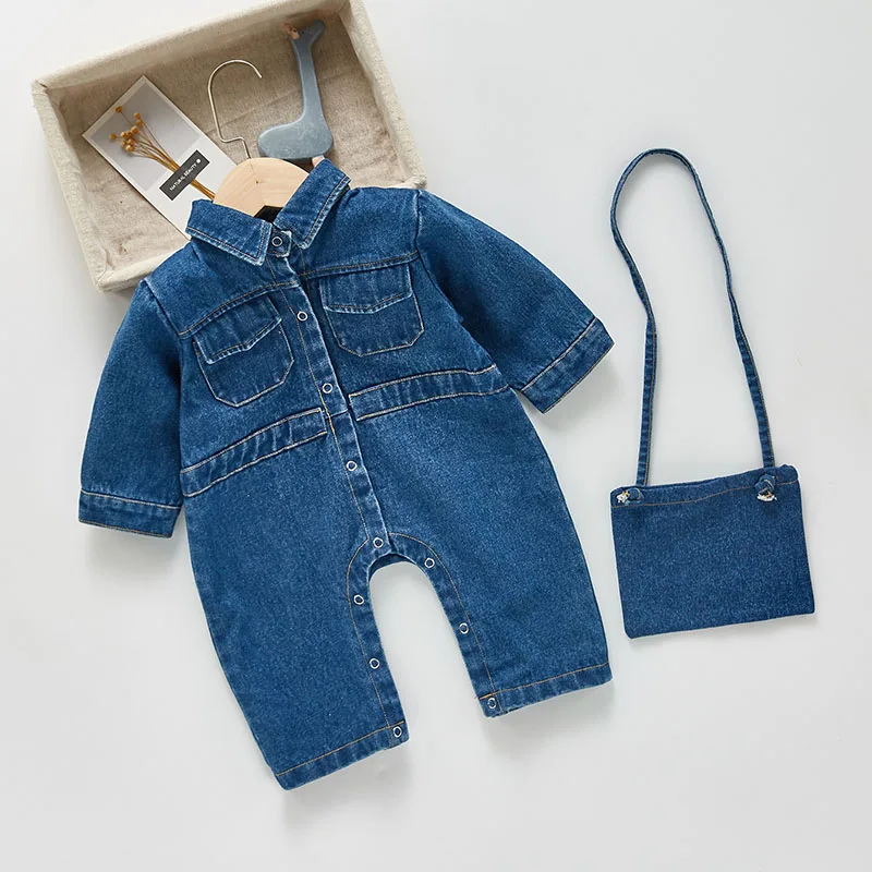 Autumn Newborn Baby Boys Girls Jumpsuit Infant Kids Boy Girl Long Sleeve Cowboy Clothes Infant Overall Children Rompers