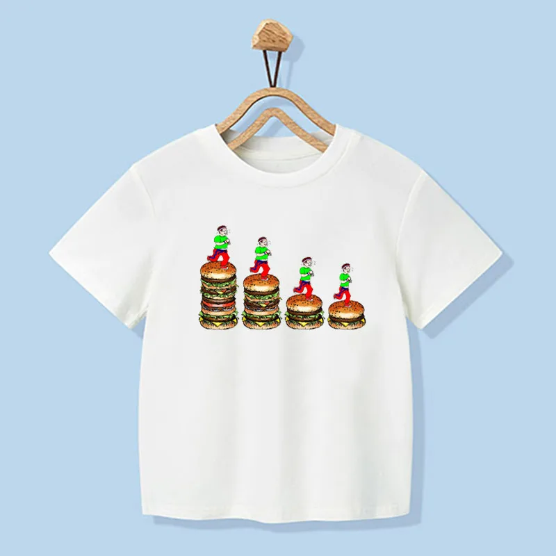 New Cute Foods T Shirt Kids Baby Boys Girls Casual Funny Hamburger Printing Tshirt Kawaii T-shirt Summer Short Sleeve Top Tees