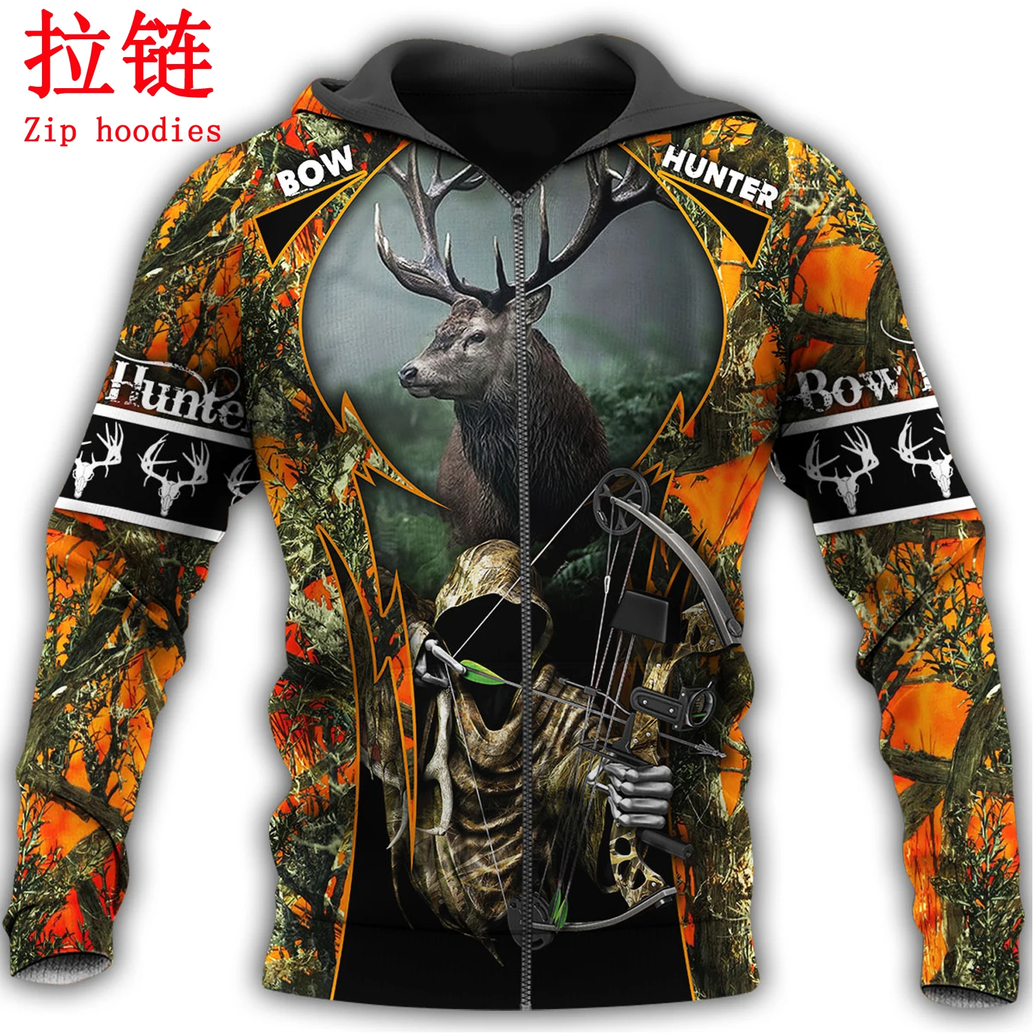 Sudadera camuflaje 3D con capucha KJ071 – Chaqueta informal para pesca - imagen 5