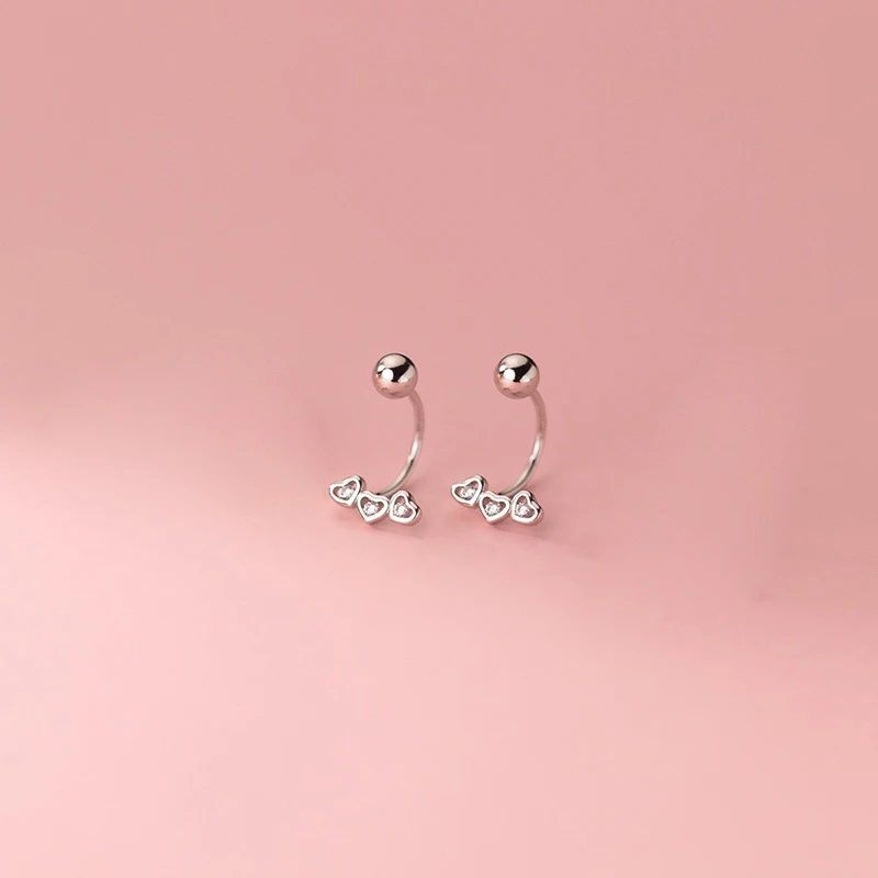 KAMIRA Real 925 Sterling Silver Fashion Love Heart Spiral Bead Stud Earrings for Women Party Unique Exquisite Sweet Jewelry Gift