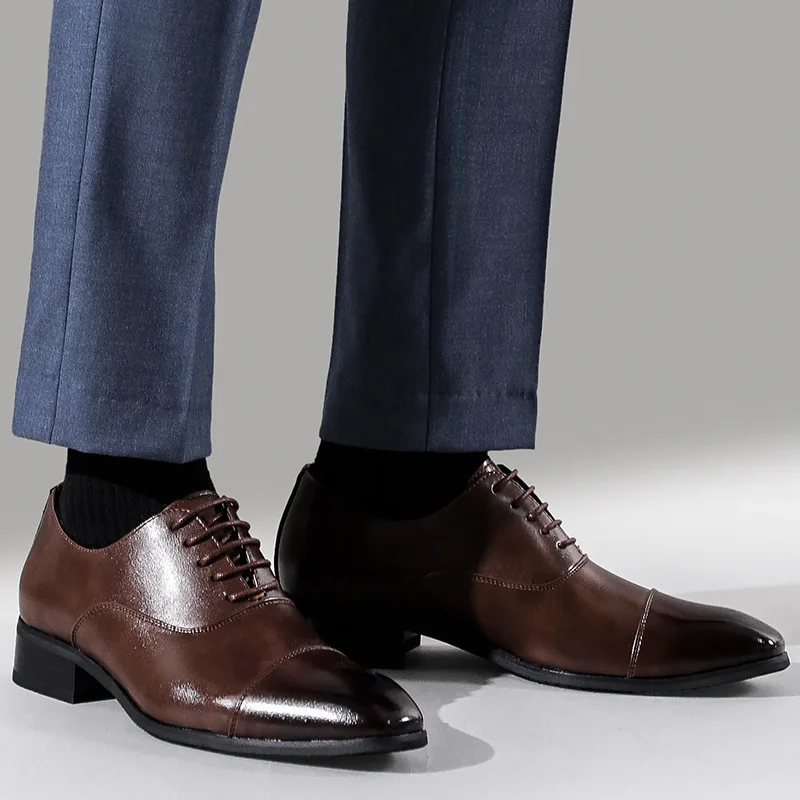 Alta qualidade clássico de negócios dos homens vestido sapatos moda elegante formal sapatos de casamento homens deslizamento em sapatos de