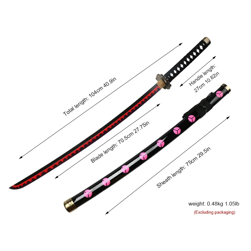 104 cm CE Certified Youth Toy Wooden Ninja Swords Katana Anime 1:1 Cosplay Weapon Prop Roronoa Zoro Sword