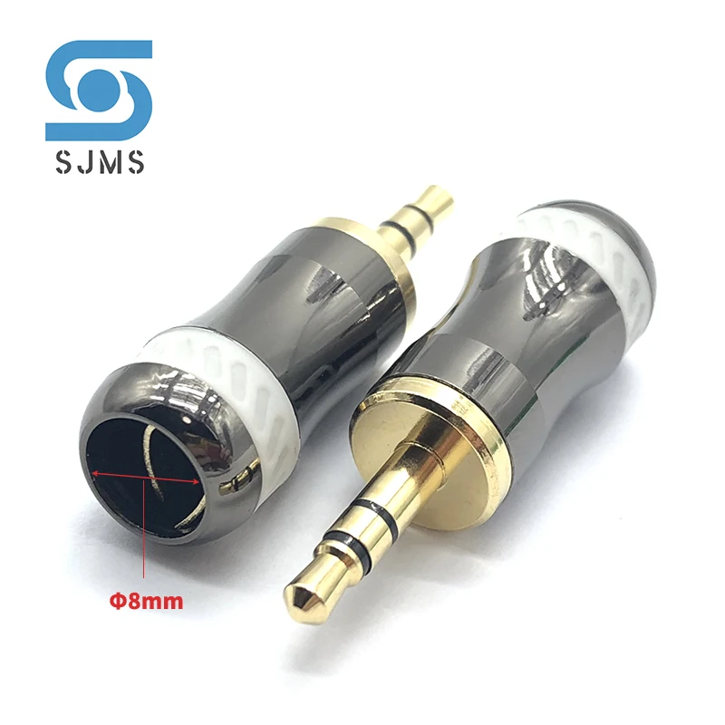 Gold plated Stereo with Clip 3.5 mm 3 Pole Repair Headphone Jack Plug Cable Audio Plug Jack Connector Soldering for 8 mm Cable