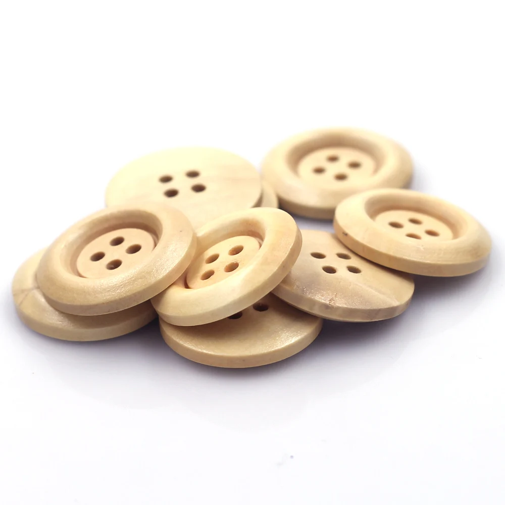 20Pcs Round Wood Buttons 4 Holes Handmade Apperal Scrapbook Knitting Garment Handicrafts Sewing Accessories 23mm