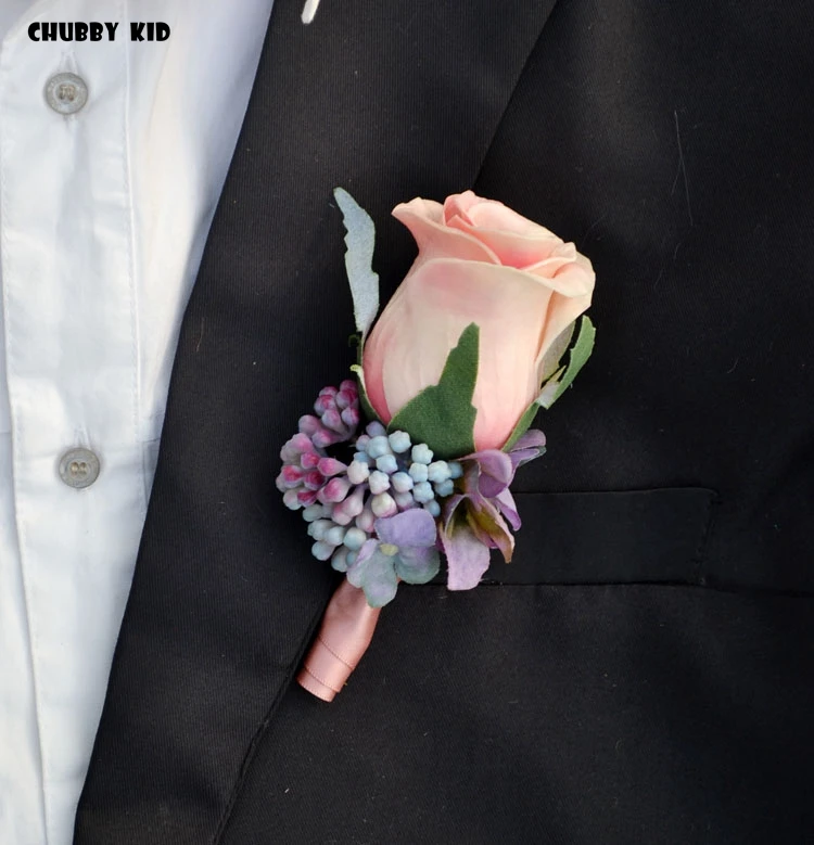 

5pcs/lot ! wholesale high simulation artificial PU rose groom groomsmen corsages Wedding Flower Brooch Boutonnieres