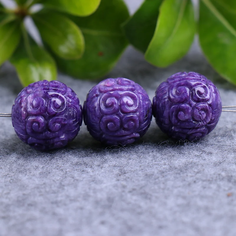 

one piece loose beads carved round charoite PURPLE for making jewelry necklace FPPJ wholesale