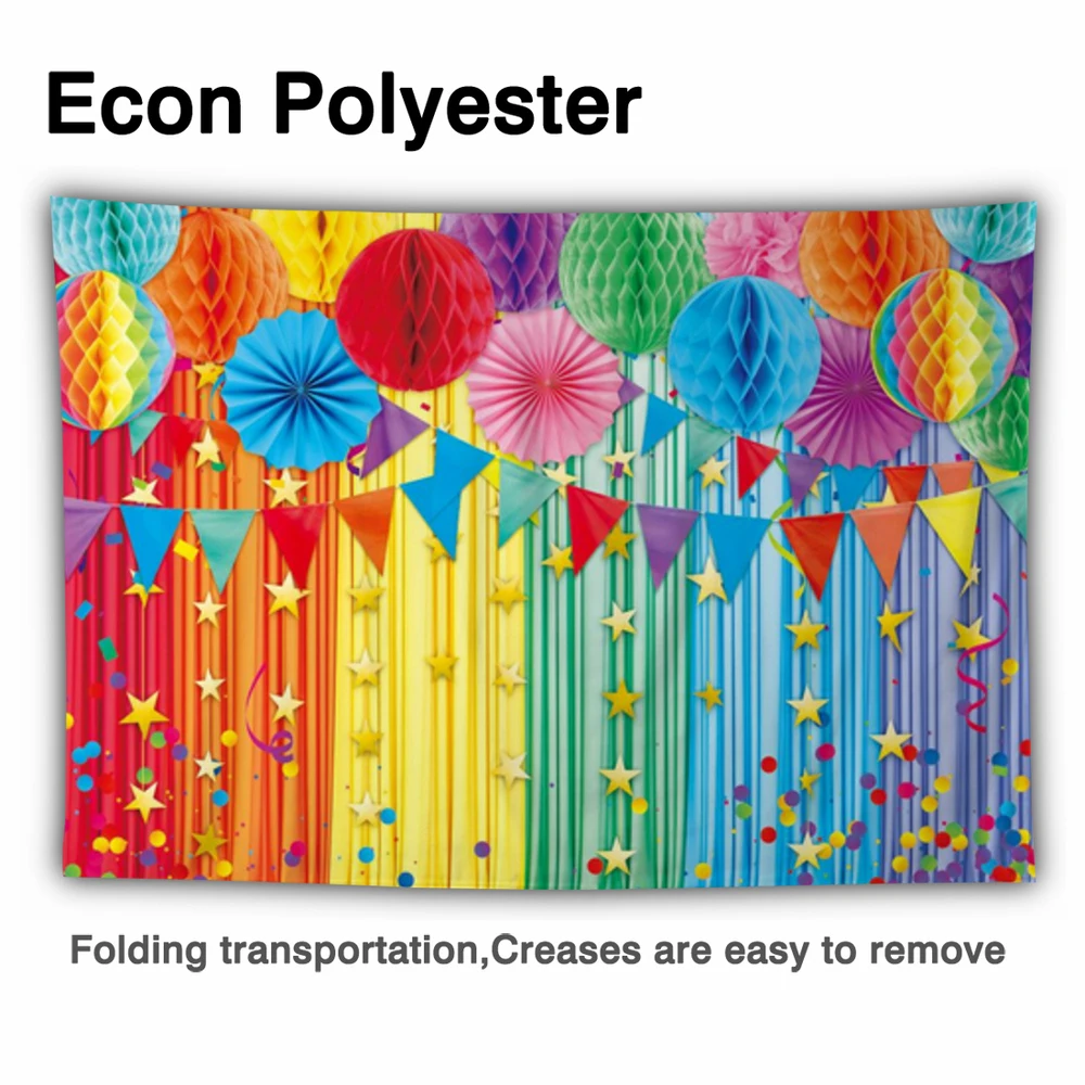 Funnytree Rainbow Birthday Backdrop Colorful Paper Flower Background Baby Shower Theme Party Custom Poster Wallpaper Photo Booth