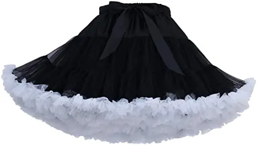 Women's 3-Layered Tutu Dance Petticoat Pleated Mini Skirt, 16" Length