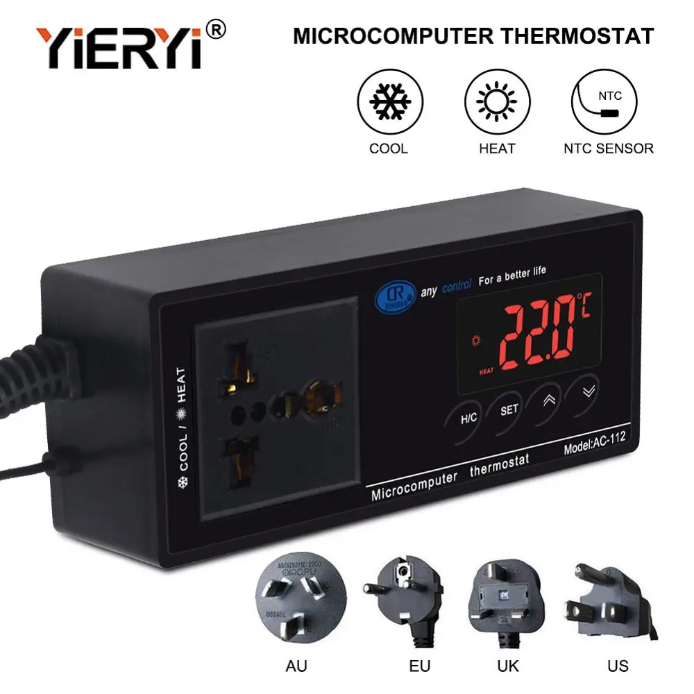 Controlador de Temperatura Impermeável Digital Termostato do Microcomputador para Aquário Reptile Ntc Sensor ac 112 Pcs